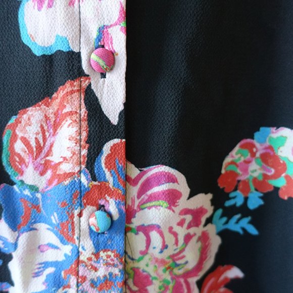 Zara black pink floral blouse shirt top S SM Small - Picture 8 of 16